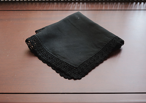 Black Handkerchief with Black Lace Trimmed - Click Image to Close